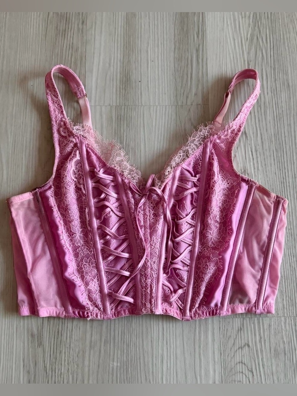 Victoria's Secret Pink Lace-Up Longline Bralette